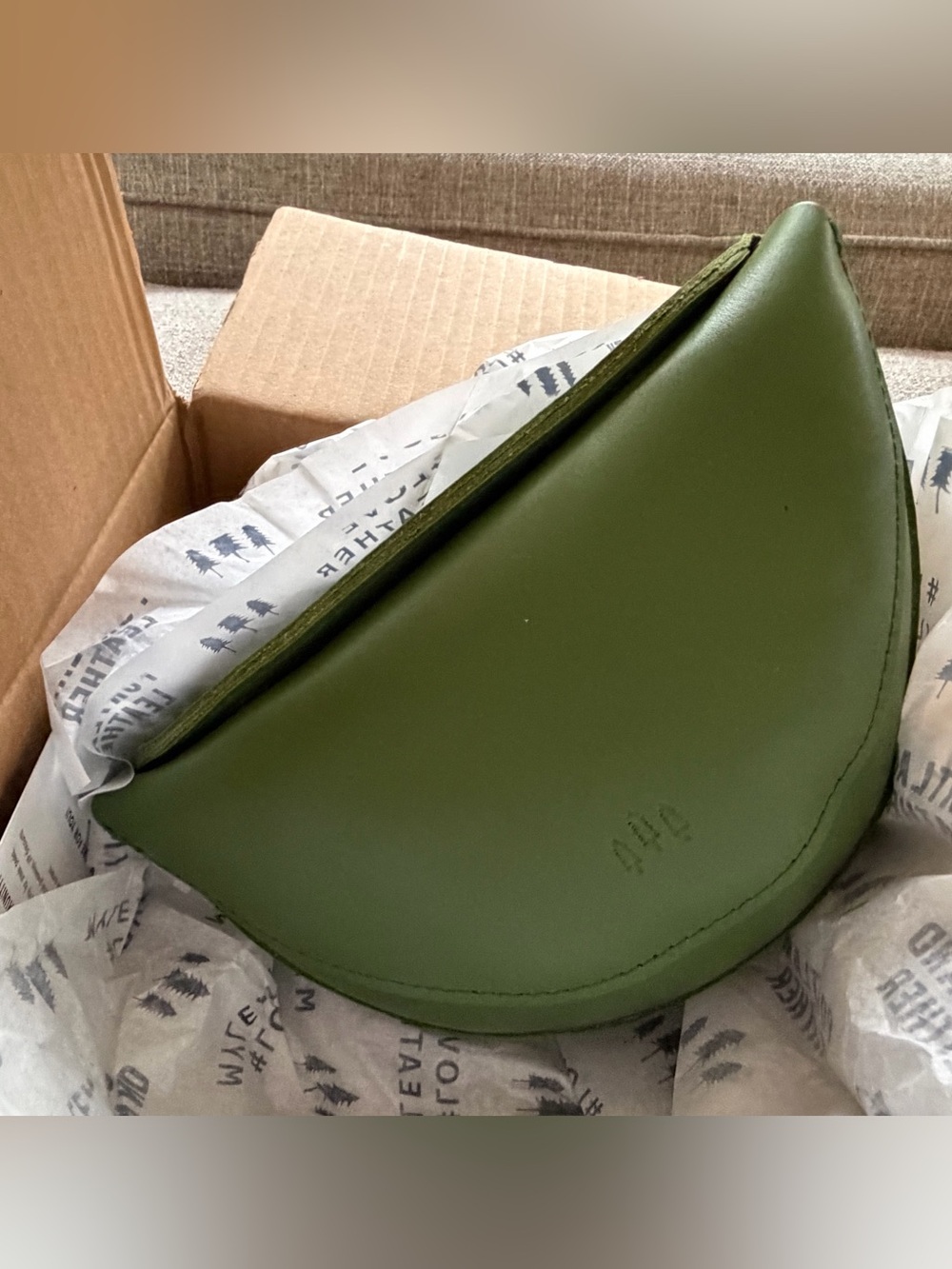 Portland Leather Cactus Green Small Koala Crescent Crossbody Bag